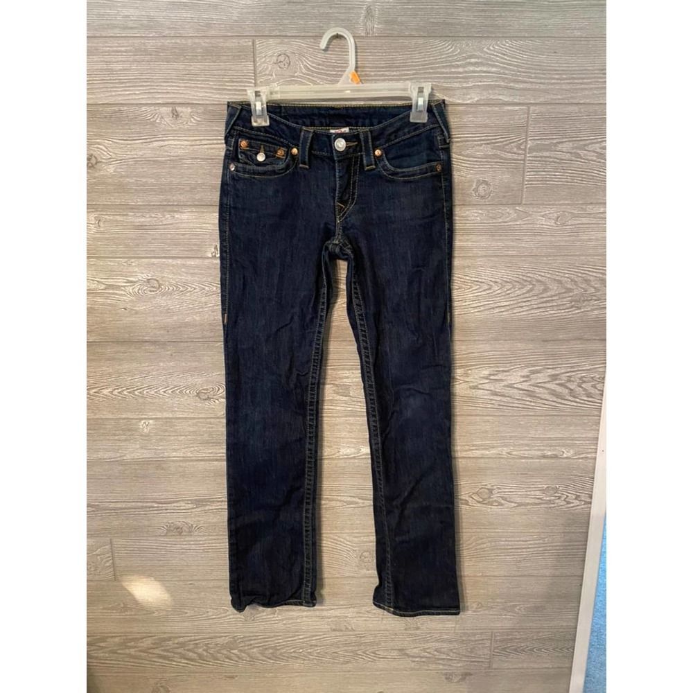 True‎ Religion Dark Wash Sequin Horseshoe Straight Leg Jeans Made in USA Size 27
